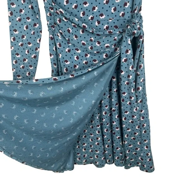 Boden Silvia Wrap Dress Size 10R Print Fall Pattern Midi Long sleeve Jersey - Picture 7 of 10